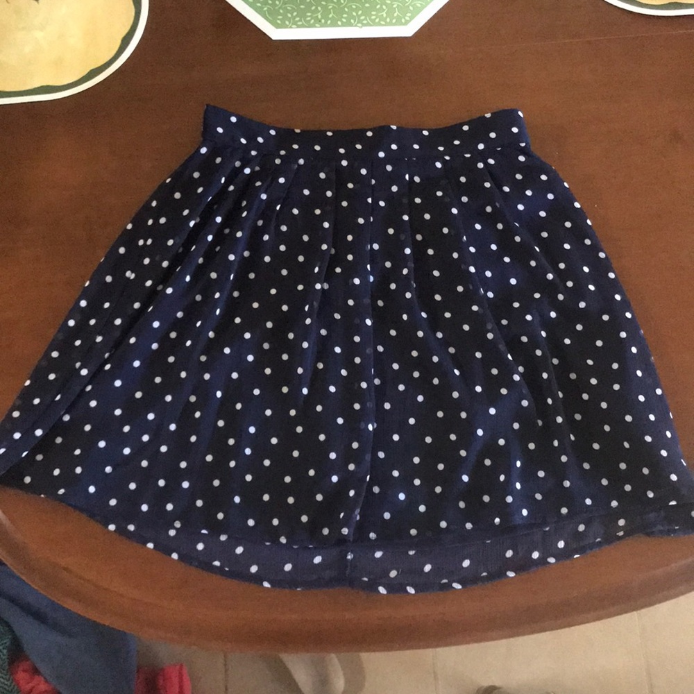 Pleated Navy Skater Skirt